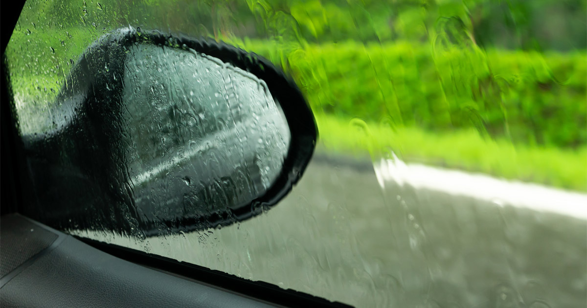 Rain soaked car